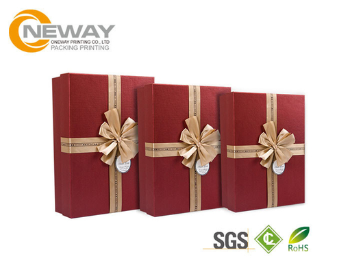 Colorful Elegant Square Rigid Cardboard Packaging Boxes With Beautiful Ribbon