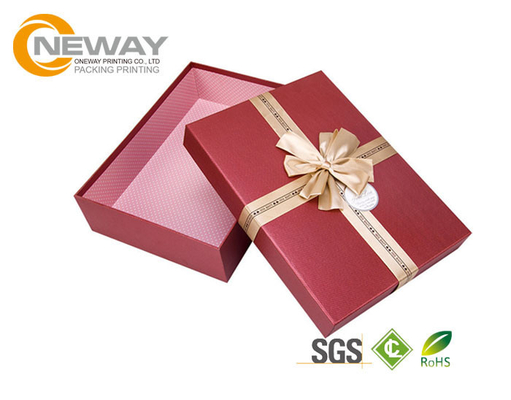 Colorful Elegant Square Rigid Cardboard Packaging Boxes With Beautiful Ribbon